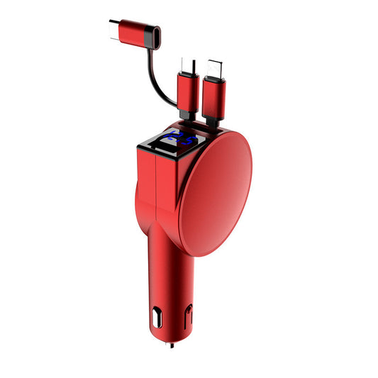 Two Wire Retractable 60 Fast Charging Car Charger – Convenient, Quick & Durable!
